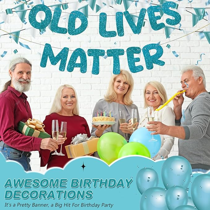 Fulmoon Pre Strung Banner 6.56 ft Funny Birthday Retirement Party Decorations 80th 70th 60th 50th Retirement Party Garland Bunting Decorations for Men Women(Teal)