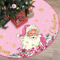 48 Inch Christmas Tree Skirt Double Layer Large Snowflake Xmas Tree Mat Decor for Winter Holiday Party Indoor Outdoor Christmas Decorations(Pink,Santa Claus)