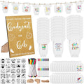 201 Pcs Baby Shower Set Baby Shower Game Sign Baby Bib Bodysuit White Baby Bib Newborn Bodysuit Baby Shower White Decorating Kit(Kraft)