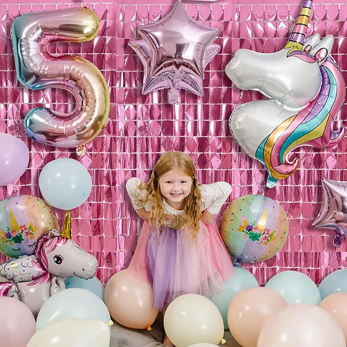 vwl Square Foil Curtain Streamer Tinsel Backdrop Photo Booth Props Background for Graduation Party,New Years,Birthday,Wedding,Halloween,Christmas Decorations (Pink, 2pack)