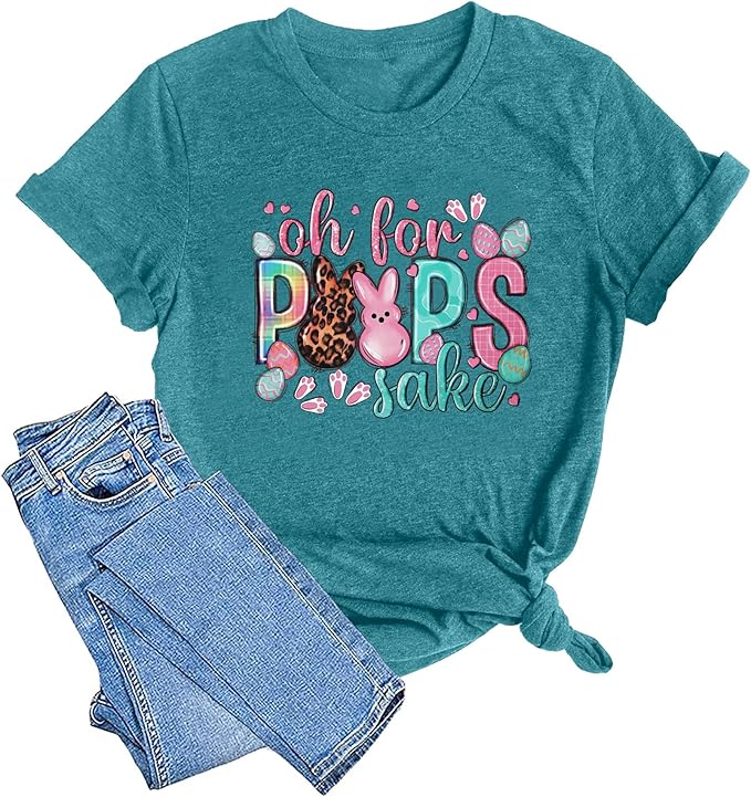 LAZYCHILD Women Easter Teacher Shirts: Funny Treat All with Kindness T-Shirt Bunny Rabbit Tee Tops