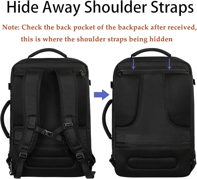 MATEIN Carry on Backpack, Extra Large Travel Backpack Expandable Airplane Approved Weekender Bag for Men and Women, Water Resistant Lightweight Daypack for Flight 40L, Black