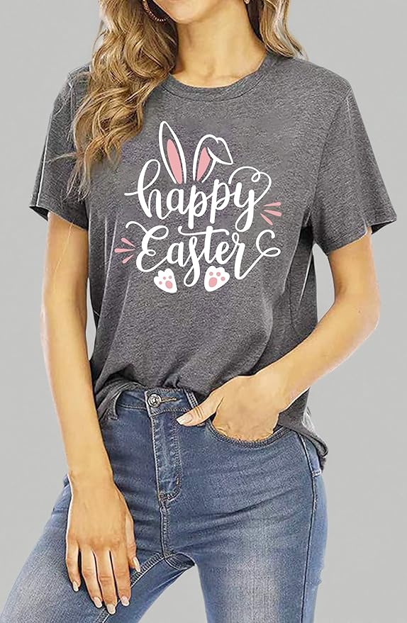 LAZYCHILD Women Easter Teacher Shirts: Funny Treat All with Kindness T-Shirt Bunny Rabbit Tee Tops