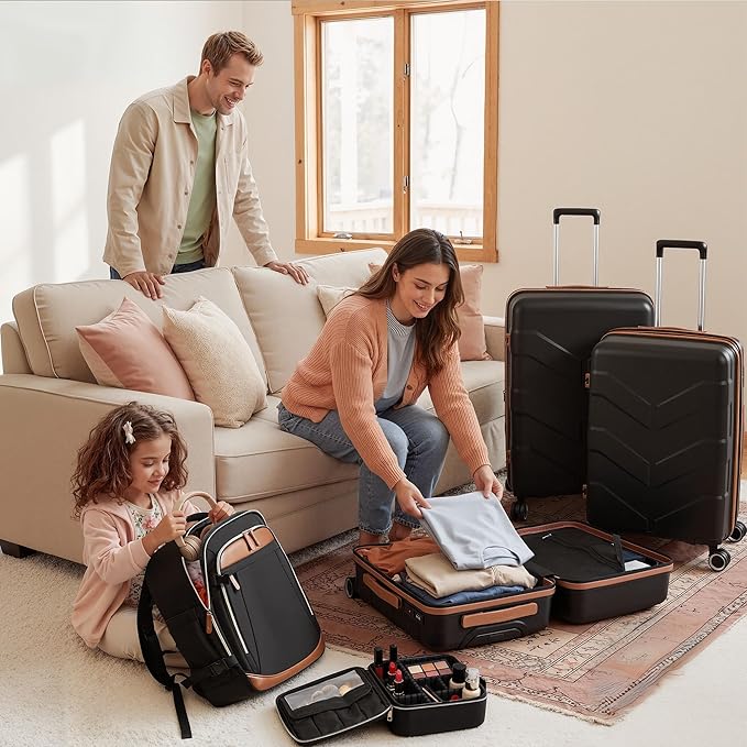 TILYMOL Luggage Sets 5 Piece - Expandable Suitcase Set with TSA Lock & Spinner Wheels, Lightweight PP Hardshell Travel Luggage for Women, White