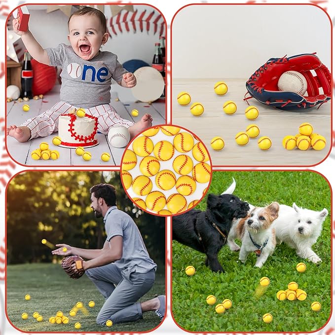 24 Pcs Softball Bouncy Balls for Kids, 32mm Rubber Bounce Sport Balls Bulk for Party Favors, Goodie Bag Fillers, Easter Gift Bag Stuffers, Basket Stuffers, Classroom Prizes, Carnival Party Supplies