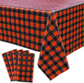 4 Pack Buffalo Plaid Tablecloths - 51x86 Disposable Plastic Red and Black Lumberjack Checkered Tablecloth for Party, Picnic, Camping, Barbecue, Christmas, Holiday Table Decor