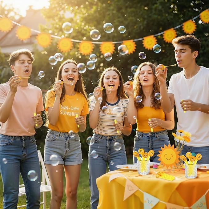 Jenaai 24 Pcs First Trip Around the Sun 1st Birthday Bubble Wands Cute Bubbles Party Favors for Summer Activity Cartoon Birthday Gifts Carnival Goody Bag Stuffers Wedding Supplies
