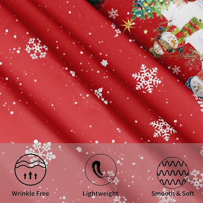 Christmas Round Tablecloth 70 Inch Xmas Snowman and Snowflake Pattern Circle Table Cloth Winter Table Cover Washable Polyester Decor for Home Kitchen Dinning Party