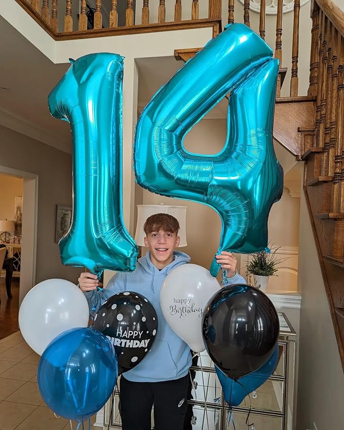 Light Blue Number 8 Balloon 40 Inch, 8th Birthday Party Decorations for Children, Giant 8 Foil Balloon for Party Supplies