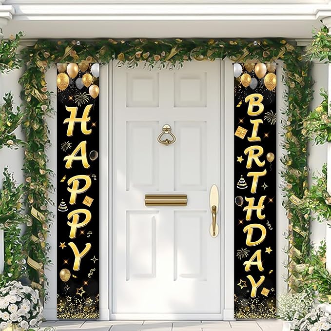Birthday Decorations Banner, Happy Birthday Door Sign for Men Women Boys Girls Ideal Birthday Decorations Party Supplies Outdoor Indoor 72 x 12 Inch