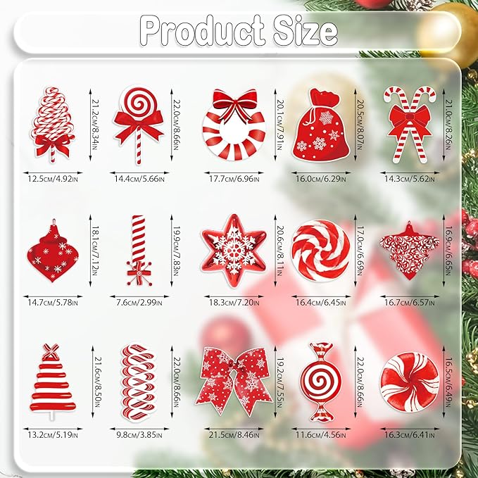 36Pcs Christmas Peppermint Candy Hanging Swirls, Red and White Christmas Ceiling Hanging Swirls Streamers for Winter Xmas Party Decorations