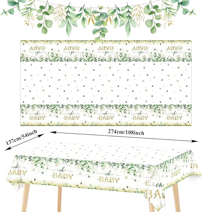 Greenery Baby Shower Banner Eucalyptus Leaves Oh Baby Tablecloth for Kids Green Eucalyptus Sign Welcome Oh Baby Table Cover Welcome Baby Shower Eucalyptus Birthday Gender Neutral Party Decoration