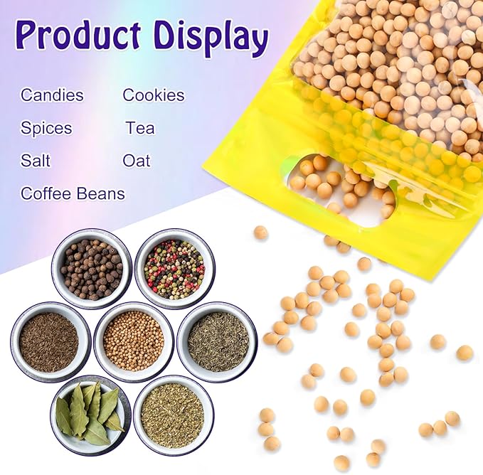 120 Pcs Plastic Gift Bag Bulk Resealable Party Goodie Bag with Clear Window Color Favor Pouch with Handle for Home Birthday Wedding Party Candy Gift Wrap Supplies(Laser,5.5 x 8.7 Inch)