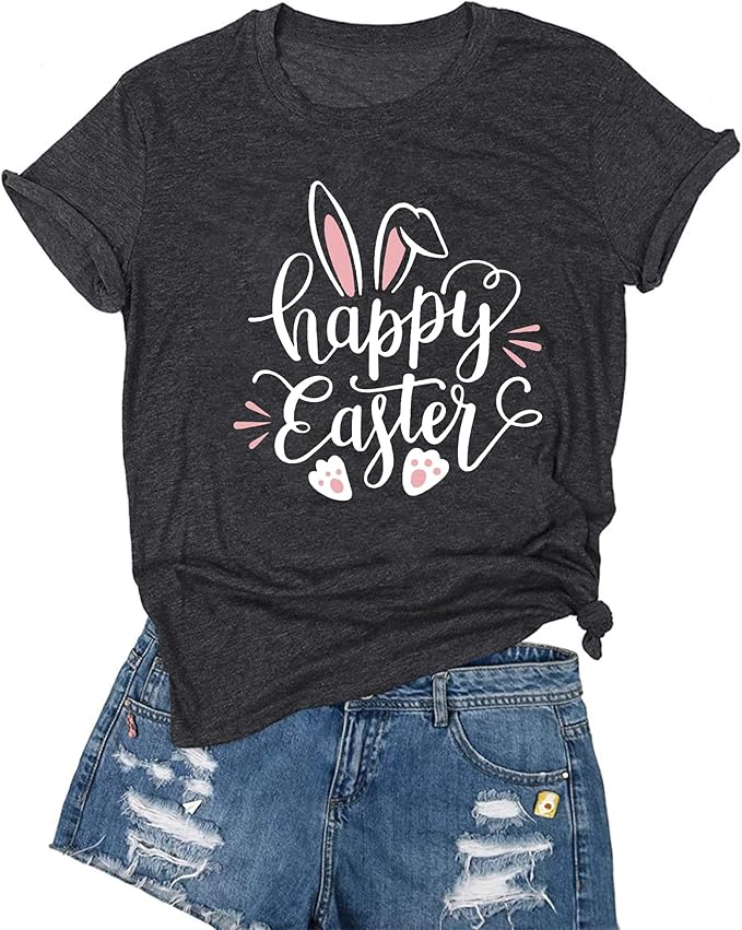 LAZYCHILD Women Easter Teacher Shirts: Funny Treat All with Kindness T-Shirt Bunny Rabbit Tee Tops