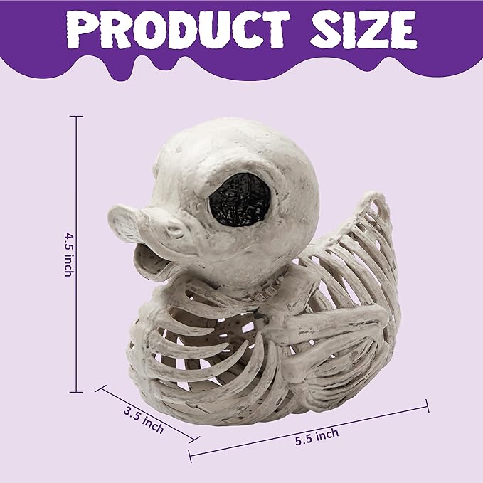 JOYIN 2 PCS 4.5” Duck Skeleton Plastic Bones Halloween Decorations for Spooky Animal Courtyard Halloween Graveyard Decor, Indoor Outdoor Prop Party Trick or Treat Decor