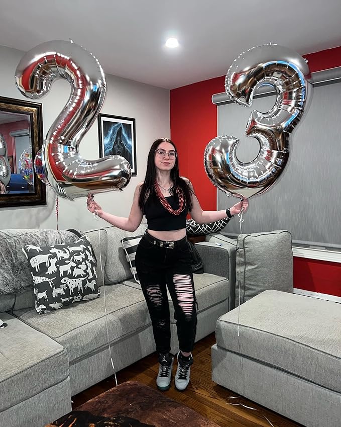 Silver Number 3 Balloon 40 Inch, 3rd Birthday Celebration Supplies for Girls Boys Women Men, 3 Balloon for Girls Boys Theme Party