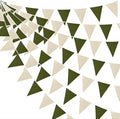 46Ft Olive Green Party Decorations Olive Green Beige Burlap Banner Triangle Pennant Flag Linen Garland Streamers for Rustic Jungle Birthday Wedding Golf Baby Shower Easter Party Decorations