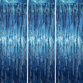 3.3 x 6.6 ft Foil Fringe Backdrop Curtains, Tinsel Streamers Party Decorations, Fringe Backdrop for Birthday, Baby Shower, Gender Reveal, Graduation (3, Retro Blue)