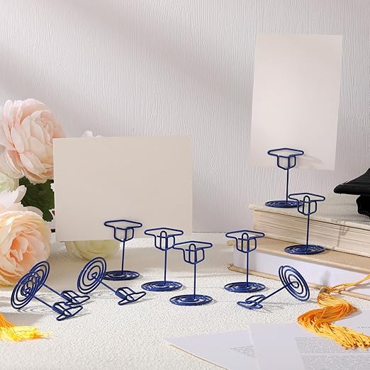 Rtteri 30 Pcs Grad Cap Graduation Picture Display 2 Inch Blue Photo Holders for Centerpieces Graduation Table Number Holders Card Stands for Class of 2026 Grad Party Supplies