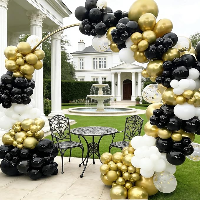 300 Pcs Black White Gold 12 Inch Bulk Latex Balloons for Birthdays Weddings Party Decorations