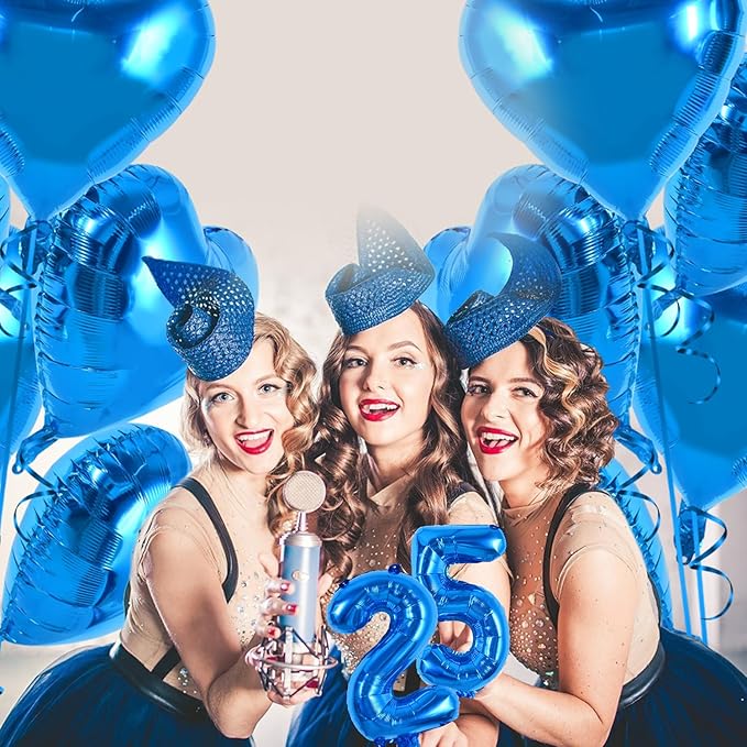 TONIFUL Balloons 16 Inch Blue 0-9 Number Mylar Foil Balloons 10 Pcs Blue Custom Digital Balloons for 2026 New Year Eve Birthday Engagement Graduations Anniversary Baby Shower