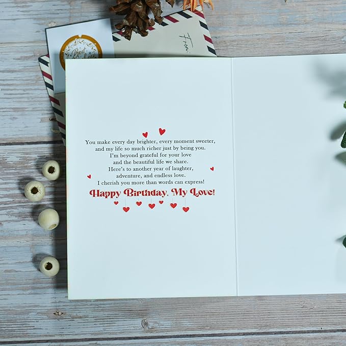 Birthday Card for Wife, Wife Birthday Card from Husband with Seal and Envelope, Gifts from Husband