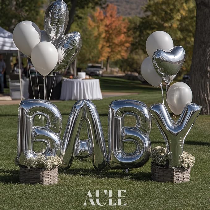 AULE 40 Inch Big Letter Balloon Silver T Large Foil Helium Alphabet Balloons A-Z for Birthday Anniversary Graduation New Year Party Decoration Supplies