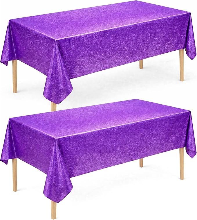 Purple Birthday Decorations - 2 Pack Laser Purple Tablecloth for K‑Style Demon Music Theme Birthday Decorations - Pink Party Decor for Korean Pop,Iridescent Party Decorations for Bachelorette Bridal