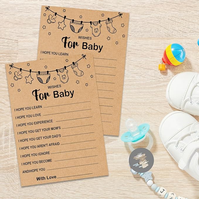 Baby Shower Game, Wishes for Baby, Baby Shower Ideas, Party Activities Ideas Supplies, Baby Shower Party Games Supplies & Activities, 30 Game Cards Included, Kraft