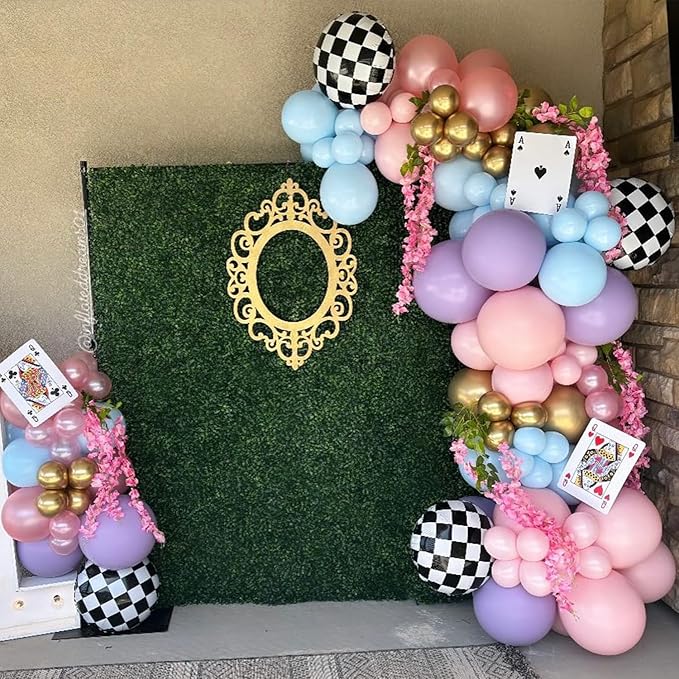 159Pcs Wonderland Balloon Arch Garland Kit Wonderland 1st Birthday Party Decorations Pastel Pink Blue Purple Metallic Gold Balloons for Onederland Baby Shower Garden Tea Party Spring Supplies
