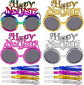 16Pcs New Years Eve Party Supplies 2026 Including Happy New Year Eyeglasses and Metallic Fringed Noise Makers 2026 Glasses New Years Plastic Funny Sunglasses Eyewear