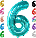 KatchOn, Giant Teal Blue Number 6 Balloon - 40 Inch | 6th Birthday Balloon for 6th Birthday Decorations | 6 Balloons for Birthday | Number Balloons for Anniversary Decorations