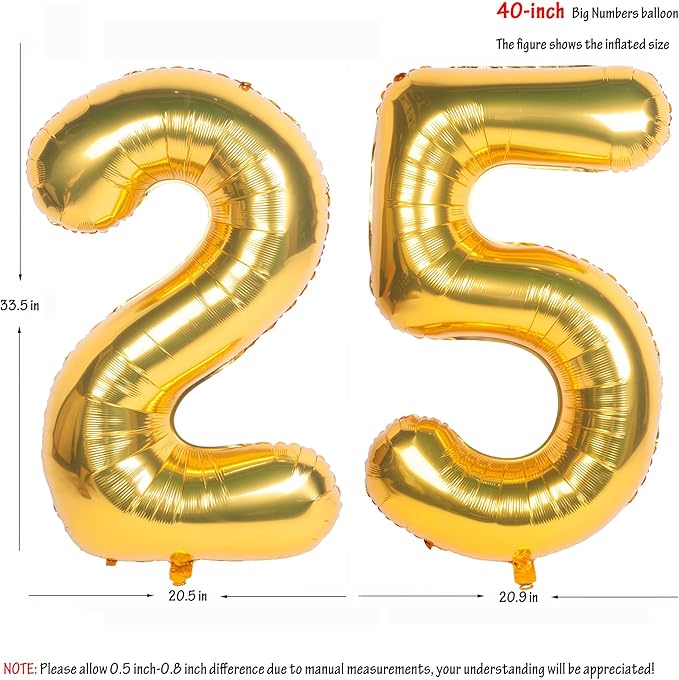 40 Inch gold Number Balloons Helium Foil Mylar Balloon Birthday Party banquet Decoration 25