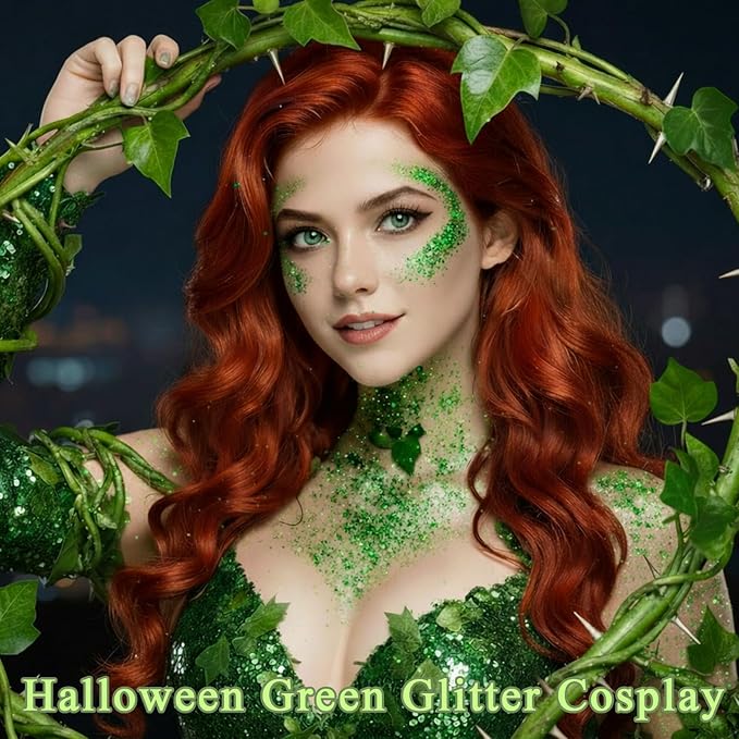 Green Hair Glitter Stick,St Patricks Day Body Face Glitter,Shimmer St Patrick's Day Outfit for Women,Waterproof Green Holographic Glitter,Rave Mardi Gras Singer Concert Party Accessories