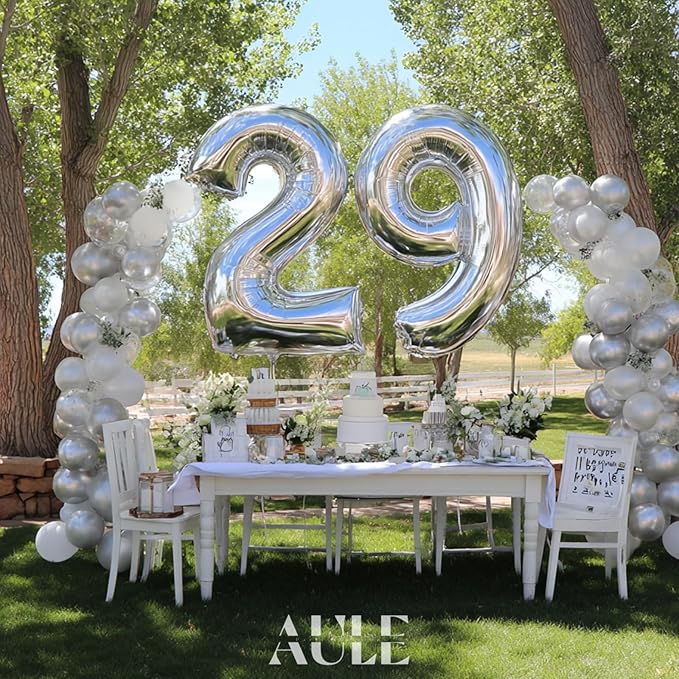 AULE 40 Inch Big Silver 9 Balloon Number Large Foil Helium Number Balloons 0-9 Jumbo Giant Happy 9th Birthday Party Decorations for Boy or Girl Huge Mylar Anniversary Party Supplies