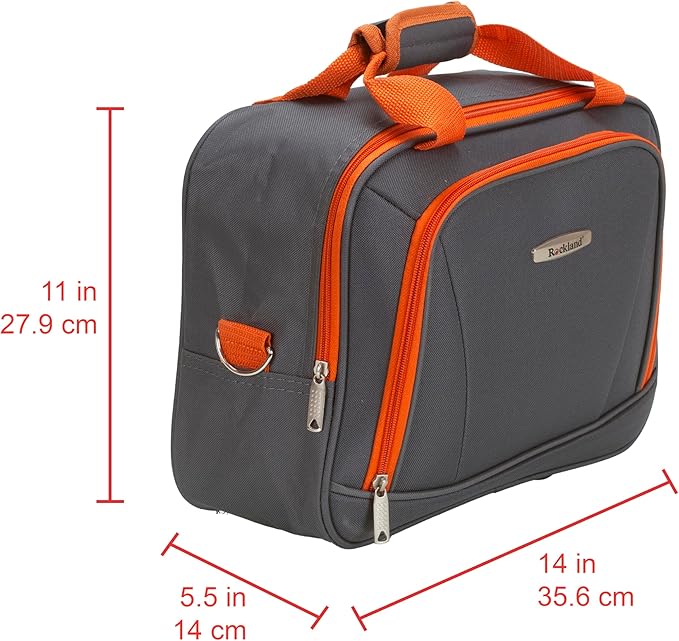 Rockland Fashion Softside 2 Piece Luggage Set, Expandable, (14" Tote/19" Upright), Charcoal