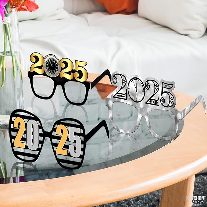 KatchOn, 2025 Glasses New Years Eve - Pack of 12 | New Years Glasses 2025, New Years Eve Party Supplies 2025 | NYE 2025, Happy New Years Decorations | NYE Decorations
