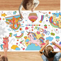 Unicorns Birthday Party Giant Coloring Poster, 30x72 Inches Versatile Unicorn Activity Paper Coloring Tablecloth, DIY Unicorn Poster Table Cover, Crafts for Kids Home Classroom Party Decorations