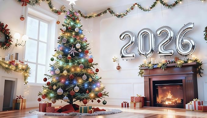 Silver 2026 Number Balloon, 40 Inch 2026 New Years Decorations, 2026 Balloons Numbers for New Years Eve Party Supplies,Graduation Parties