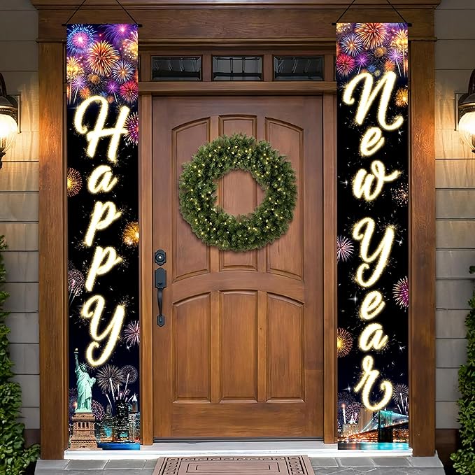 KatchOn, XtraLarge Happy New Year Banner - 72x12 Inch | New Years Decorations 2026 | Door Banner for Happy New Year 2026 | New Years Eve Party Supplies 2026, Nye Decorations 2026 | Nye Decor 2026