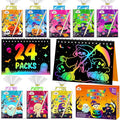 ZMLM Valentines Day Gifts Kids Classroom: 24 Pack Scratch Rainbow Art Notebook Paper, Birthday Party Favors For Kids 4-8, Bulk Goodie Bags Stuffers, Student Prizes From Teacher, Kindergarten Toy