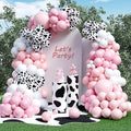 Pink Cow Balloons Arch Kit - Pastel Pink Cow Latex Balloon Different size Balloon Garland Kit for Cowgirl Baby Shower Birthday Farm Western Cow Print Animal Theme Party Decorations Supplies