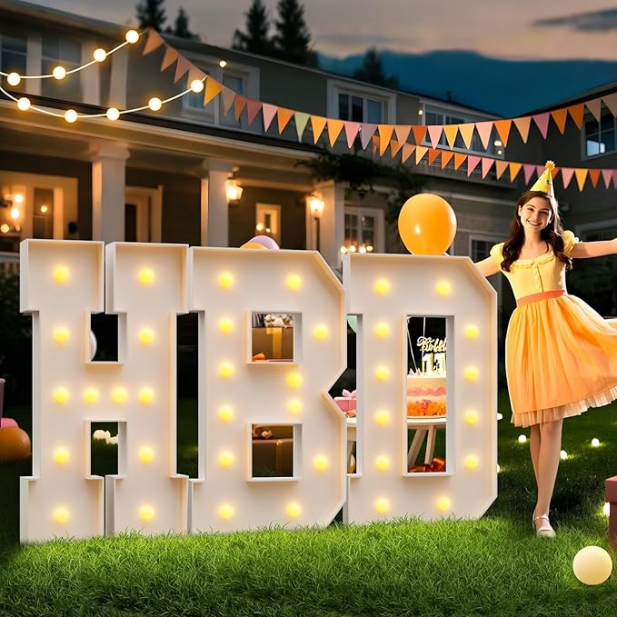 Imprsv 4FT Light Up Marquee Letter F - Large Letter for Birthday Party, Wedding Decorations, Arch Kit