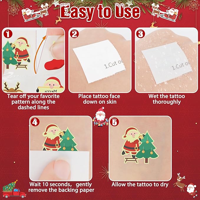 150PCS Luminous Christmas Tattoos, Christmas Accessories, 150 Kinds of Glow in the Dark Xmas Temporary Tattoos, Stocking Stuff Xmas Supplies, Xmas Goodie Bag Candy