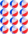 12 Pack 16" Inflatable Patriotic Beach Balls,4th of July Red White and Blue Stars Glitters Beach Ball Bulk,250th Anniversary Pool Toys for Kids & Adults Summer Swimming Pool Beach Party Game Water Toy