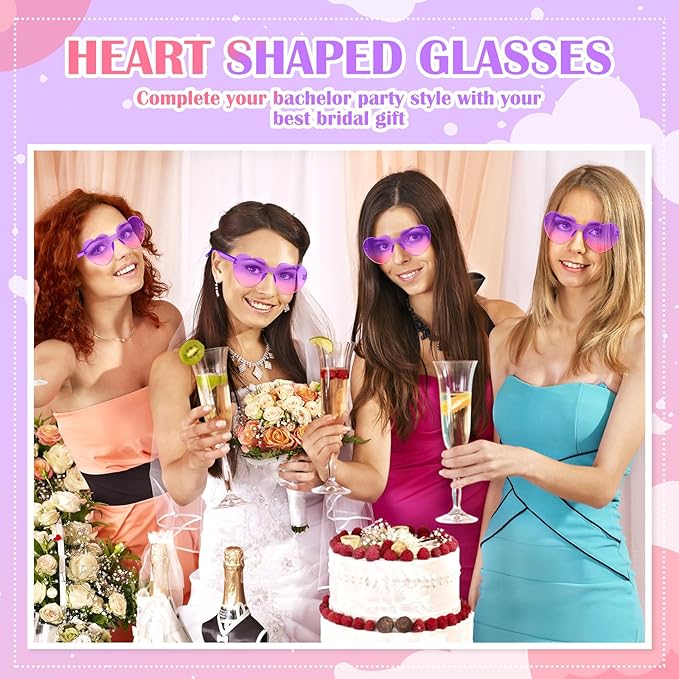 Frienda 8 Pairs Heart Shaped Sunglasses for Women Rimless Heart Glasses Candy Color Sunglasses for Party Favor