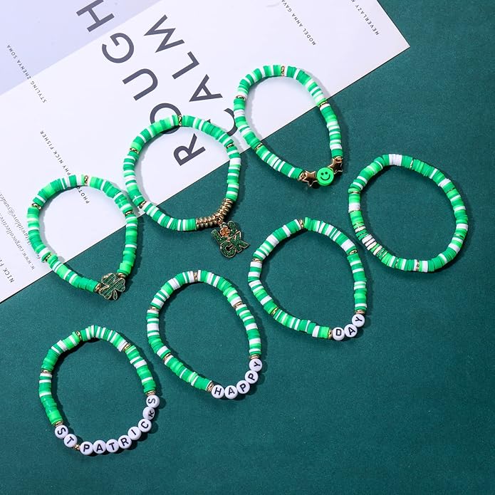 Surfer Heishi Bracelets for Women Stackable Rainbow Vinyl Disc Clay Beaded Stretch Bracelets Elastic Layering Friendship Bracelets Boho Summer Beach Jewelry