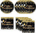 40PCS Retirement Party Plates Napkins Set, Black and Gold Happy Retirement Cake Plates Dinnerware 20 Guests Disposable Party Supplies Decoration for Women Men