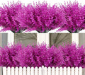 RECUTMS 12 Branches Fake Outdoor UV Resistant Plants Artificial Boxwood Plants Fake Flowers for Outdoor Faux Plastic Greenery Shrubs for Spring Garden Patio Window Box Home Decor(Pure Fuchsia)