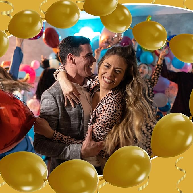 Link Balloons 6 Inch - 100 Pcs Quick Link Balloon Latex Linking Balloons Connected Linkable Balloon Birthday Wedding Party Decorations(Gold)